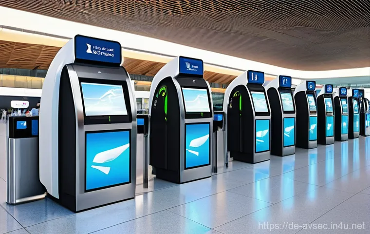 항공보안관리사 현장 관리 노하우 - **Prompt: "A cutting-edge, futuristic airport security checkpoint showcasing advanced AI-powered tec...