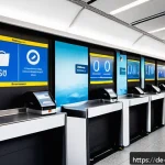 항공보안관리사와 승객 대면 서비스 - A modern airport security checkpoint scene in Germany, showcasing a harmonious blend of advanced bio...